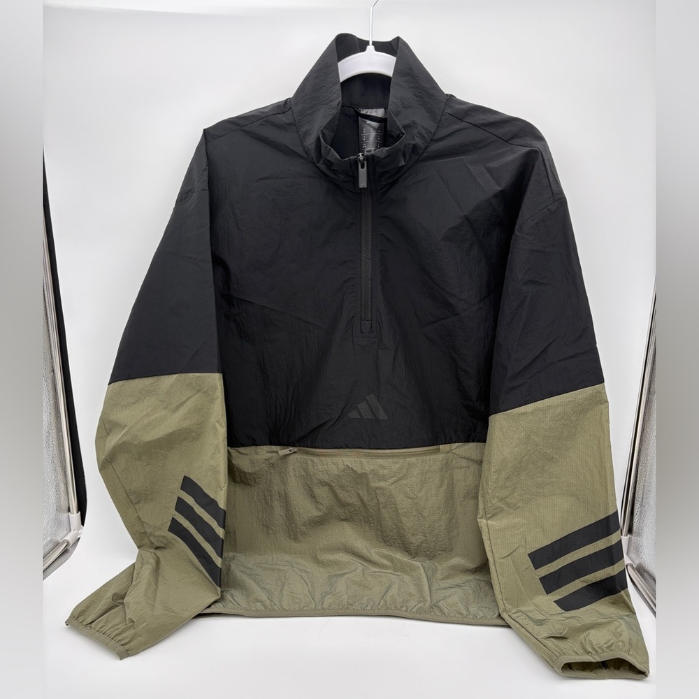 NWT Mens Adidas Size Medium Olive Strata Future Icons Windbreaker Sweatshirt Top - Picture 3 of 7